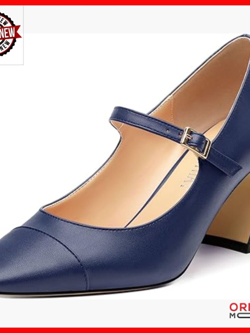 Women's Mary Jane Pumps 2.5 Inch Chunky Heel Square Toe Patent Leather